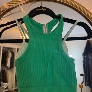 Vibrant Green Ribbed Tank Top